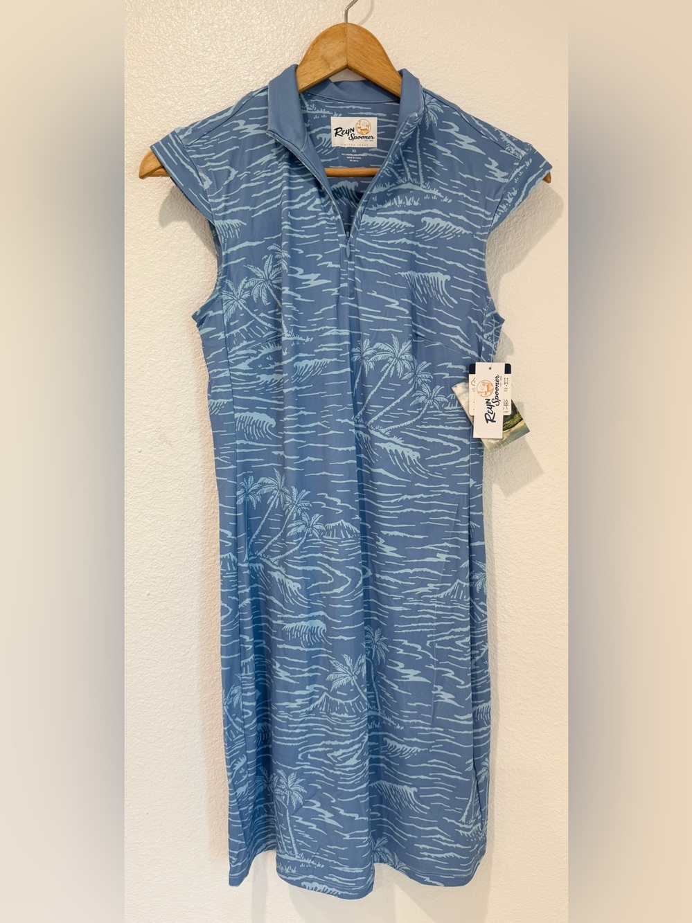 NWT Reyn Spooner Blue Island Tradewinds Nova Hawaiian Quarter Zip Golf Dress XS